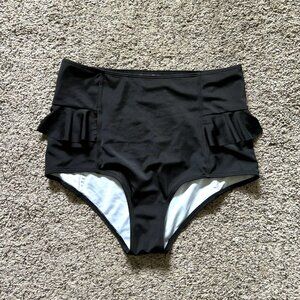 Kortni Jeane High Waisted Ruffle Bottoms Black